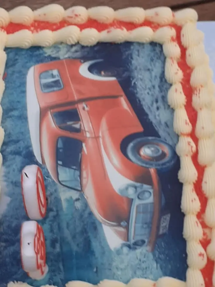A close-up of the cake
