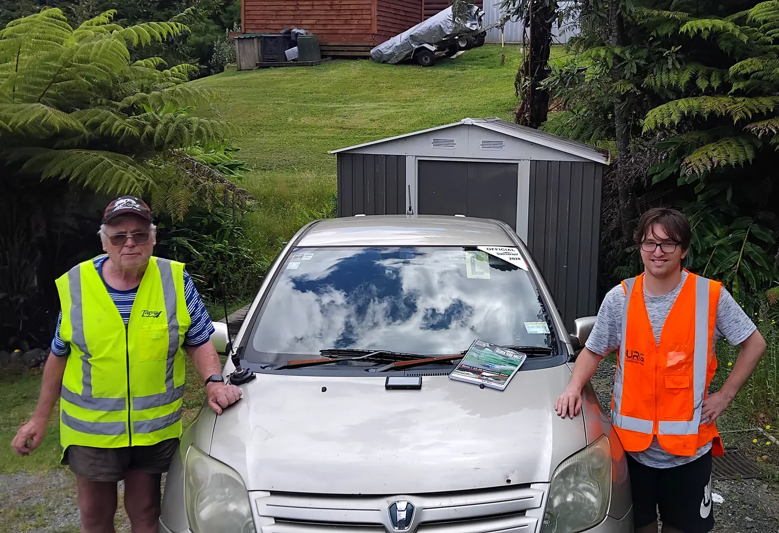 Warwick and Lex with their rally vehicle